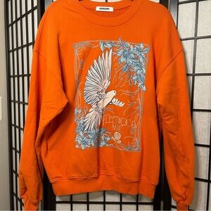 Daydreamer Fleetwood Mac Orange Graphic Dove BF Crewneck Sweatshirt Small